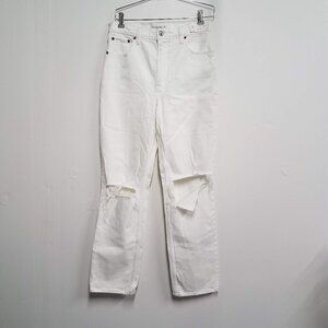 Abercrombie & Fitch Jeans 90s Straight Ultra High Rise 29 8R White Distressed